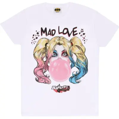 Batman - DC Comics T-shirt - Batman - Harley Quinn Mad Love - M L - för Herr - vit