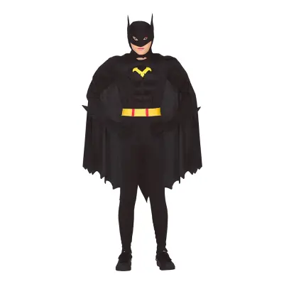 Superhjälte med Muskler Svart Teen Maskeraddräkt - One size