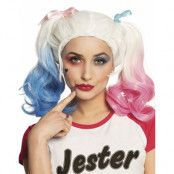 Blond Harley Quinn Inspirerad Peruk med Rosa och Blå Hästsvansar