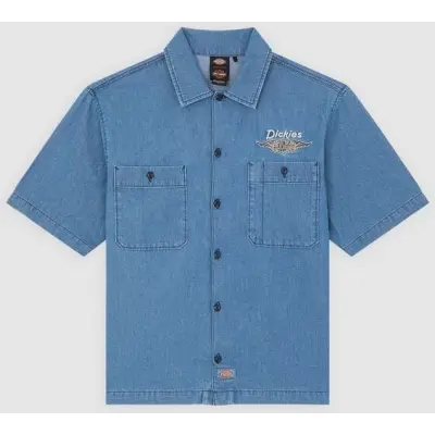 Dickies Kortärmad tröja - DICKIES X HARLEY DAVIDSON CHAMBRAY WORK SHIRT - S XXL - för Herr - blå