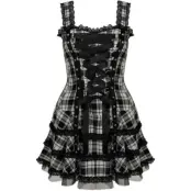 Hell Bunny Kort klänning - Harley Dress - XS XXL - för Dam - svart/grå/vit