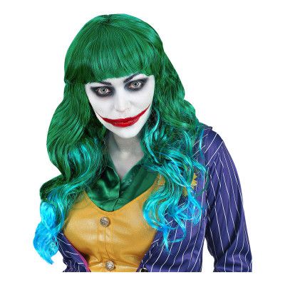Joker Lång Grön/Blå Peruk - One size