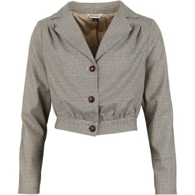 Banned Retro - Rockabilly Kavaj - Robin Houndstoot Jacket - S XL - för Dam - brun