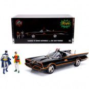DC Comics Batman and Robin Batmobile Metal 1966 car + figure set